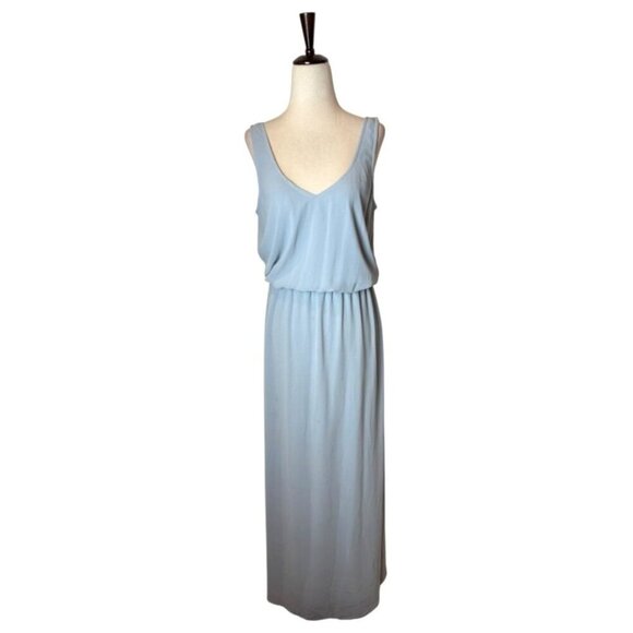 Show Me Your MuMu Dress Women Medium Steel Blue Chiffon Kendall Side Slit Maxi - Picture 2 of 10